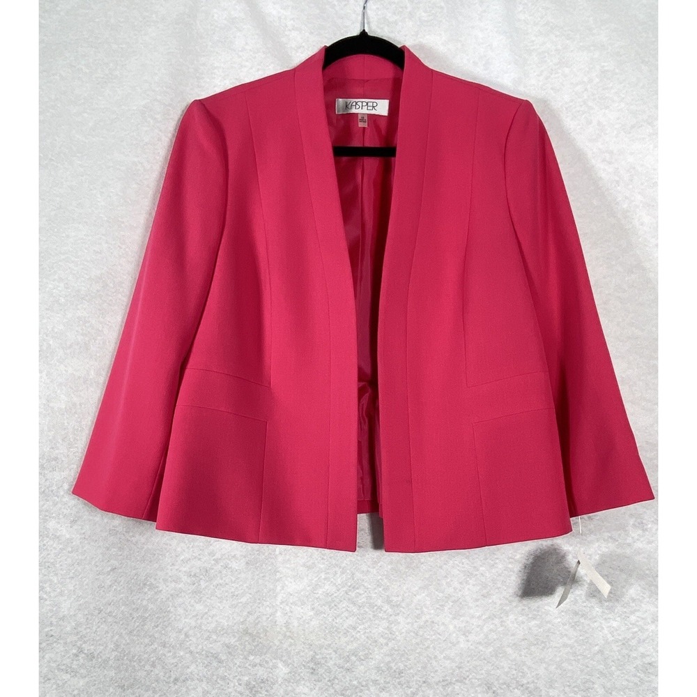 Kasper Jacket Women's 10 Pink Open Blazer Long Sleeves Graphic Garden New